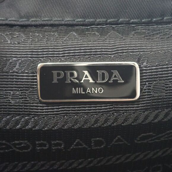 Prada Mini Backpack 1bh029 Shoulder Bag 2WAY Linylon Saffiano Black Silver - Picture 8 of 14